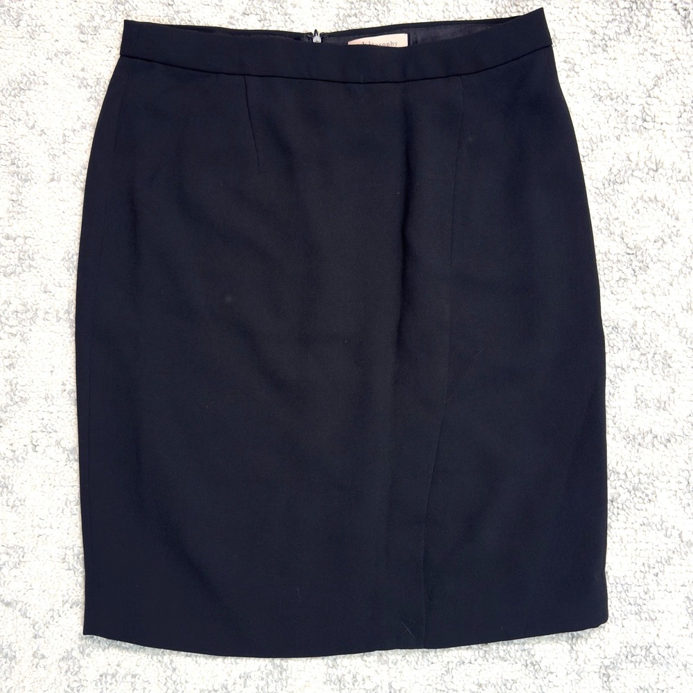 Philosophy‎ Skirt Women's Size 10 Zip Up Black Pencil Knee Length